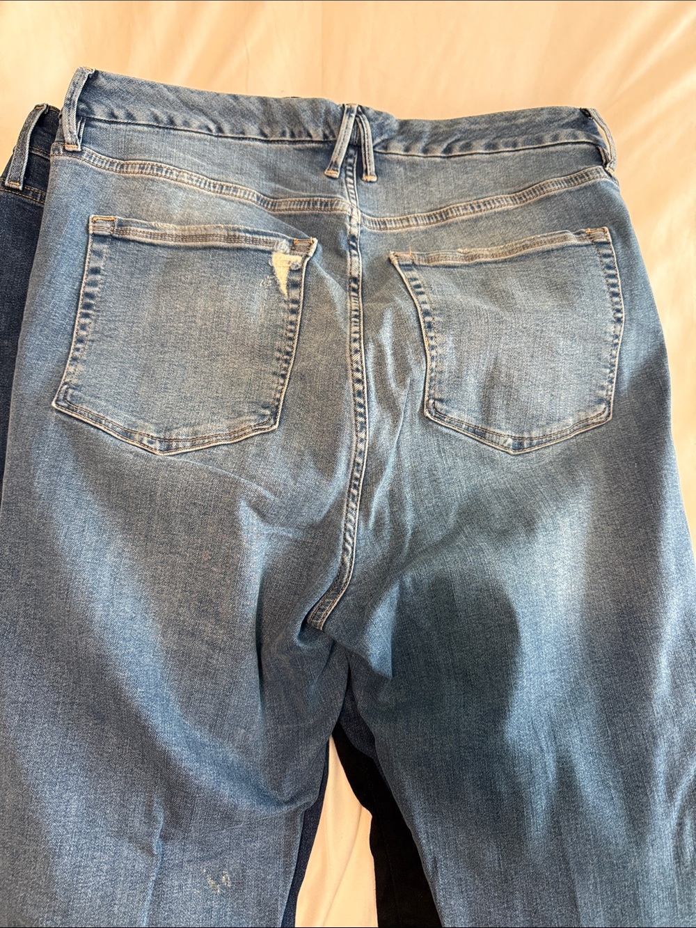 Good American Light Blue Distressed Straight Leg Jeans - Picture 3 of 3